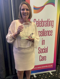 Sally accepts South West Great British Care Award